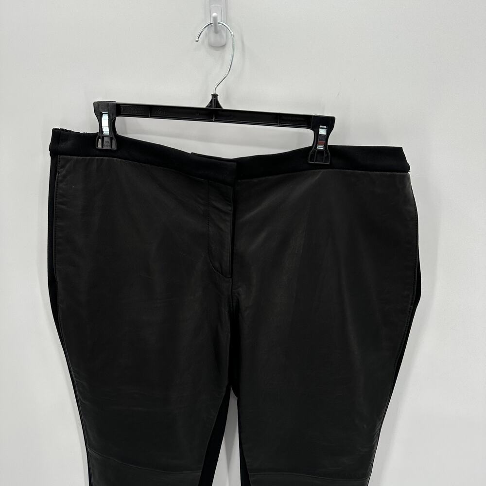H By Halston Faux Leather Panel Black Dress Pants // 18W - Picture 2 of 7